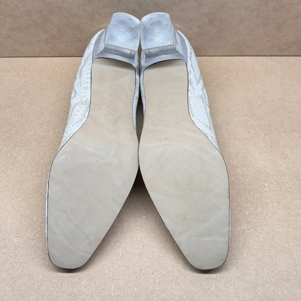 California Magdesians Pumps Wome 9N Cream Gold Snakeskin Lucite Heel Vintage 90s